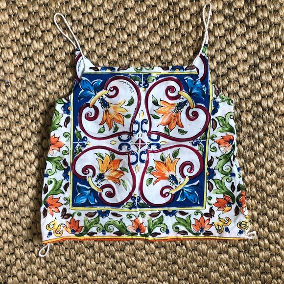 Dolce & Gabbana Girls Printed Cotton Top with rope strap details 10-12 years - Picture 2 of 6